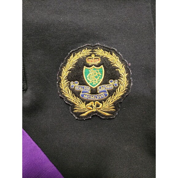 Ralph Lauren Sport Women Polo Shirt Dress Black Purple Jersey Stripe Logo Size M - Picture 6 of 9